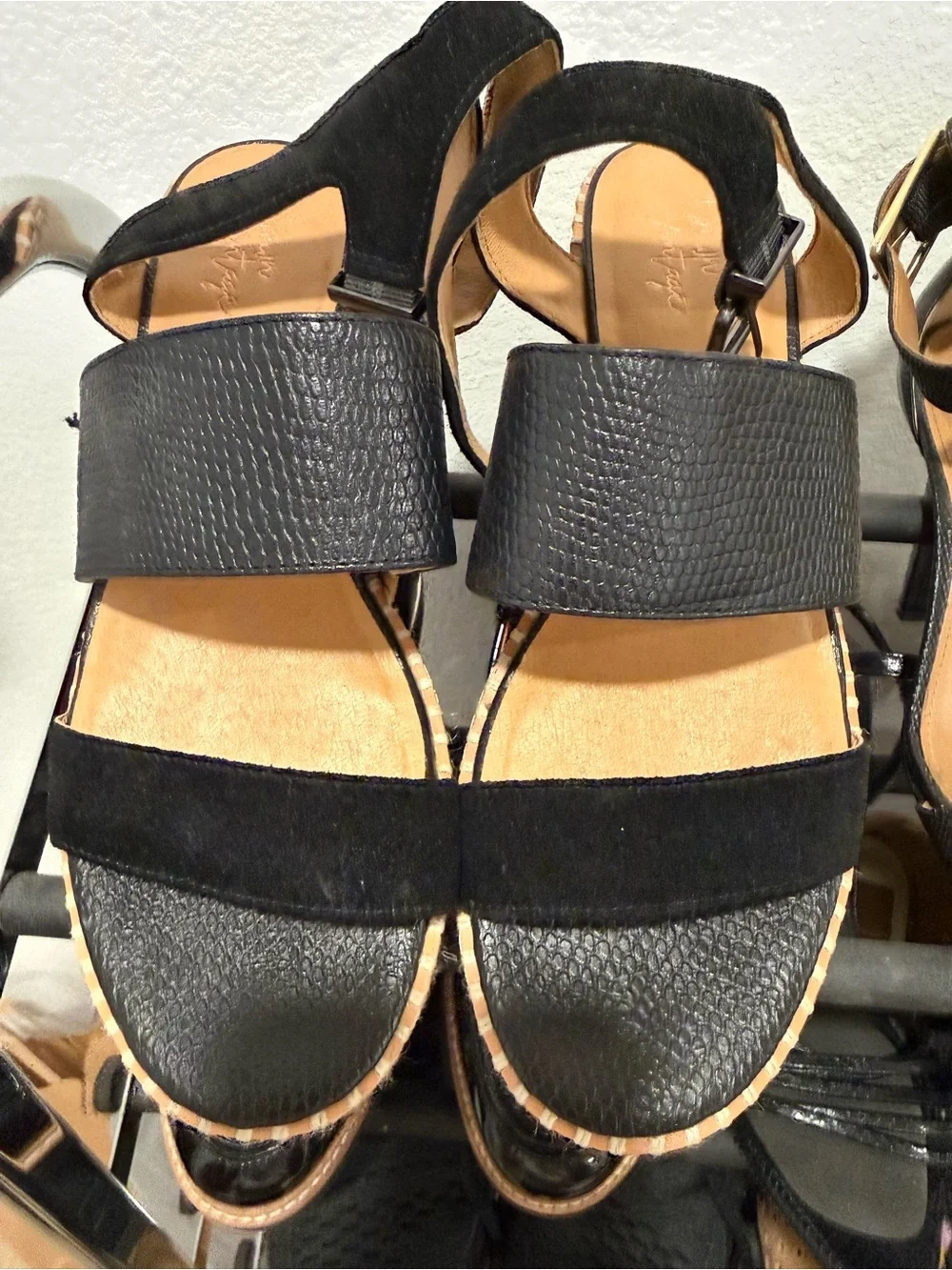 Crown Vintage Black Two-Band Slingback Sandals